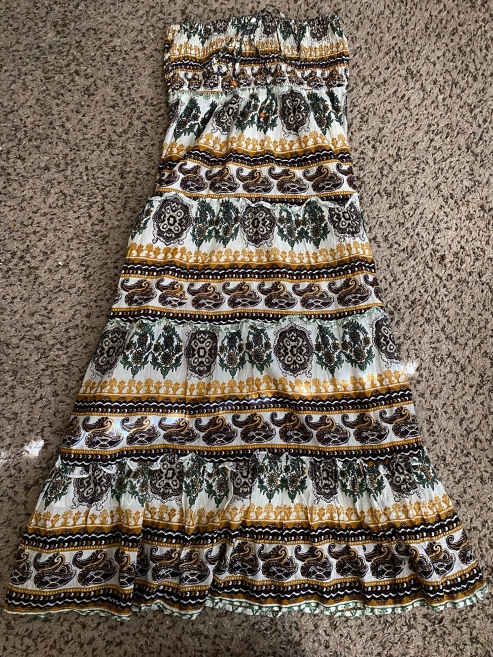 Bohemian Pattern Strapless Dress